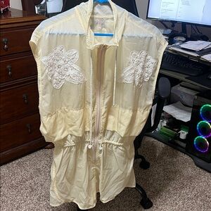FP Movement by Free People Cream Hooded Romper